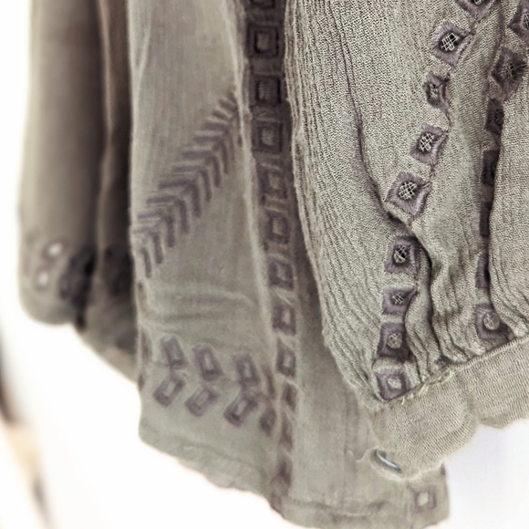 Olive Green Embroidered Romper - Picture 5 of 10